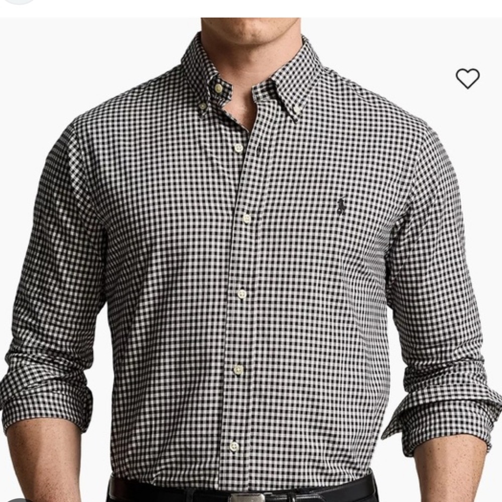 Men’s Ralph Lauren black/white gingham print button down, long sleeve shirt 3XB